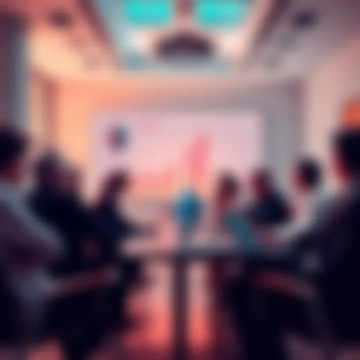 People engaging in a lively discussion about DeFi, cryptocurrency, and Ethereum with charts and laptops in a bright room