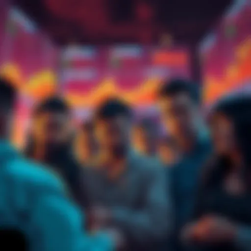 A group of frustrated people looking at falling cryptocurrency charts on screens, symbolizing disappointment in digital currencies.