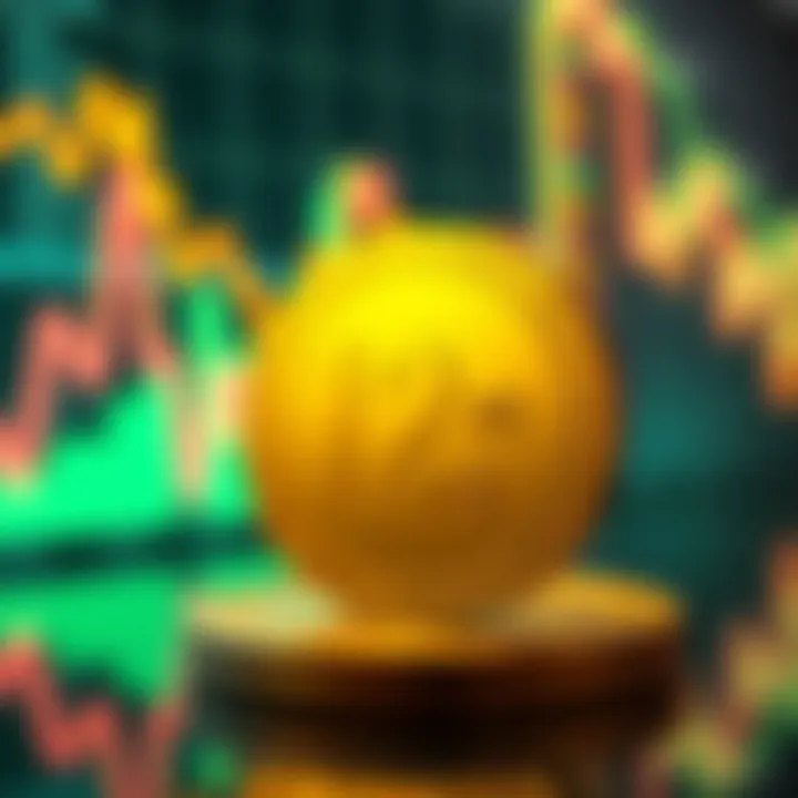 A visual representation showing the average value of Doge coins at 12 cents, with market trends indicated in the background.