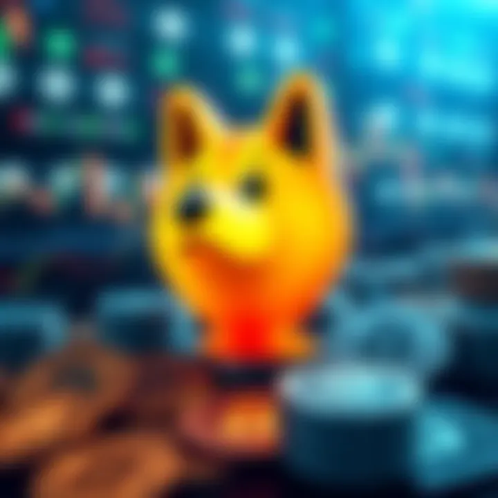 Doge logo displayed prominently with cryptocurrency symbols in the background, representing resilience in the market