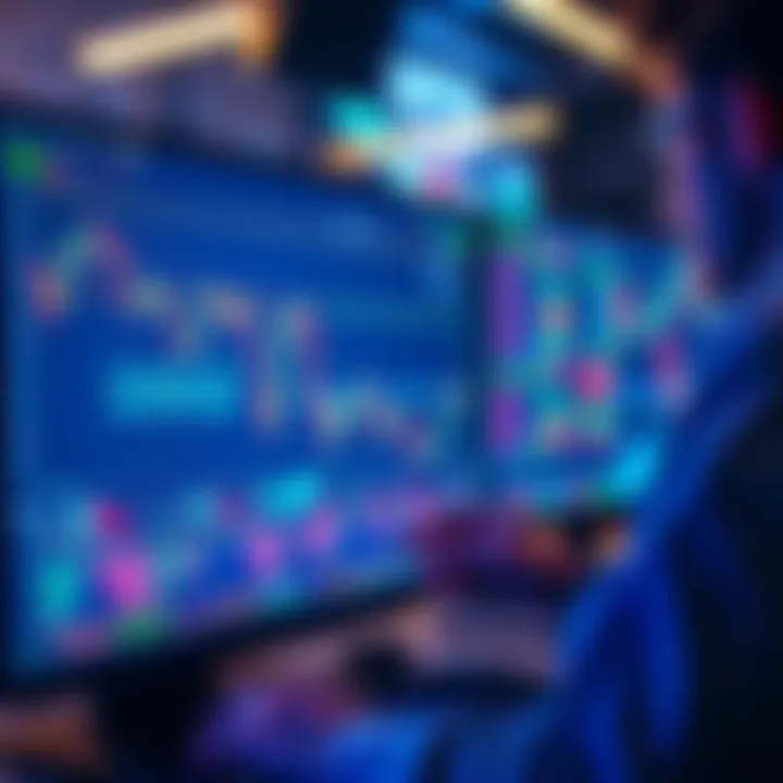 A trader analyzing DOGE price charts with trading indicators on a computer screen