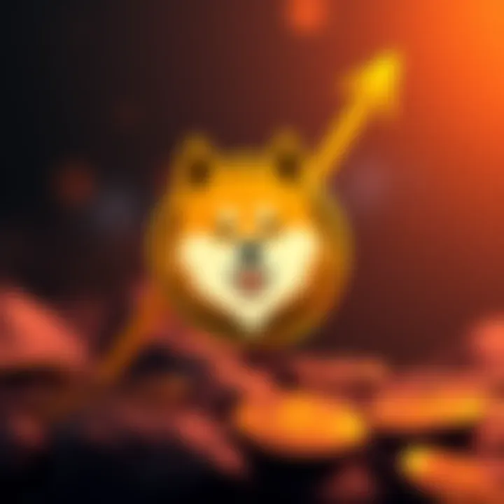 Dogecoin Logo with Upward Trend The Dogecoin logo displayed with an upward arrow showing growth, symbolizing its recent market rebound.
