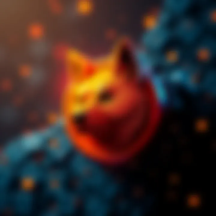 A graphic representation of the Dogecoin logo with a focus on recent updates and news in the cryptocurrency community.
