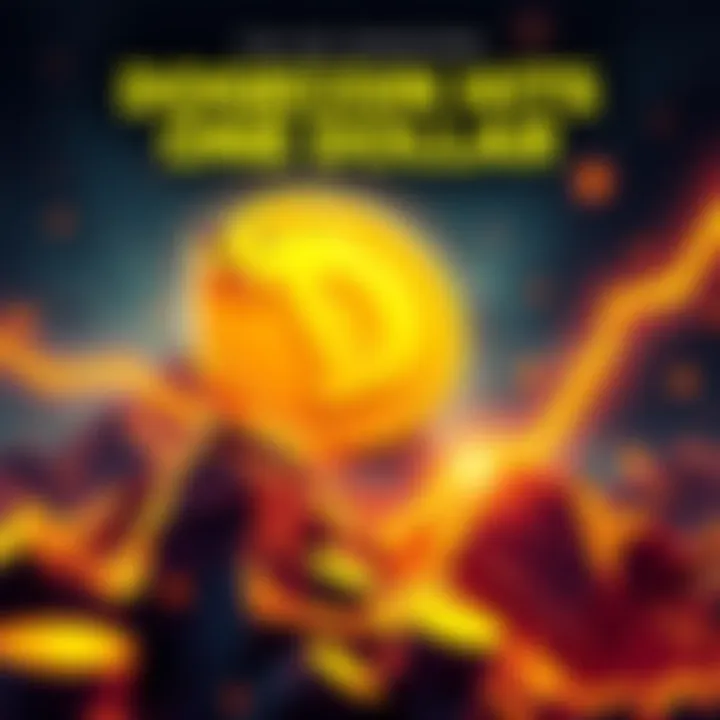 A graphic representation of Dogecoin logo soaring upwards, symbolizing its price reaching one dollar