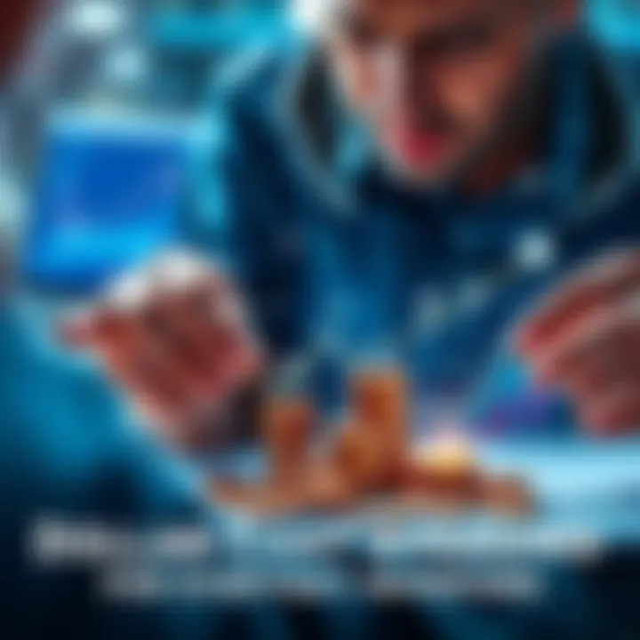 A person analyzing investment options showing a graph with steady gains and coins symbolizing Dollar-Cost Averaging