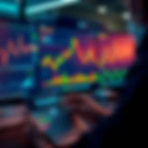 Person analyzing investment charts with a calculator and financial data on a screen, illustrating dollar-cost averaging strategies.