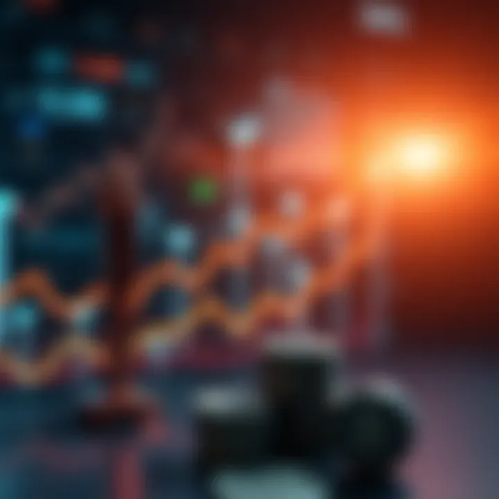 A graph illustrating Keynesian economics and fiat currency concepts with upward trends and financial symbols