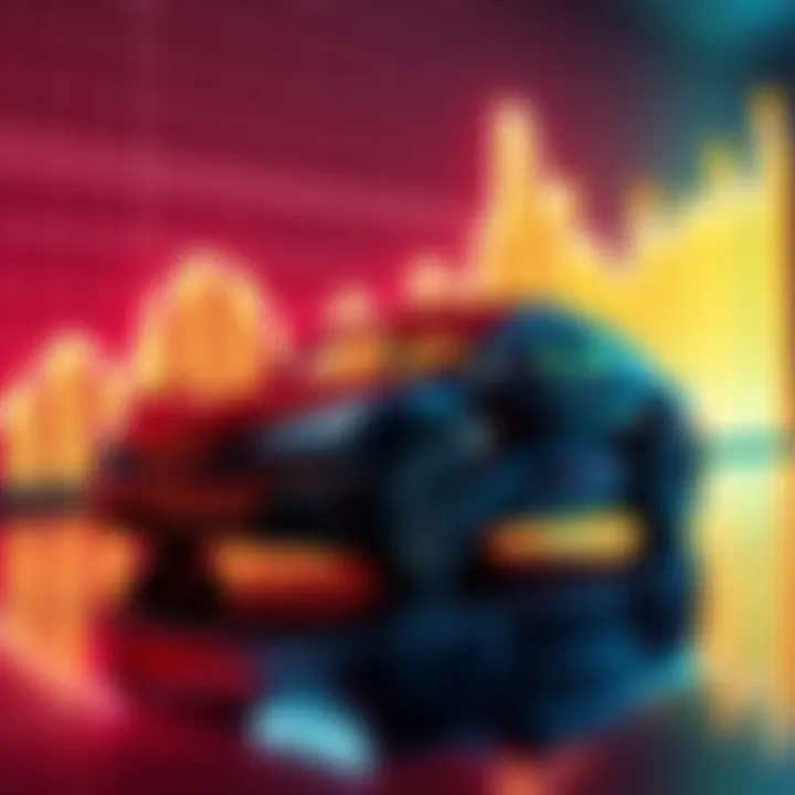 Electric car with upward trend graph background