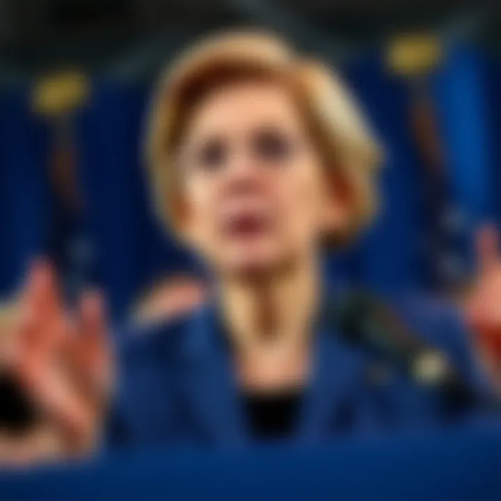 Senator Elizabeth Warren addressing the media about Meta's stablecoin plans
