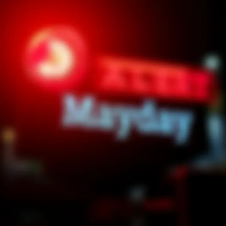 A bright red emergency alert signal with a siren icon and the word 'Mayday' prominently displayed, indicating a call for urgent assistance.