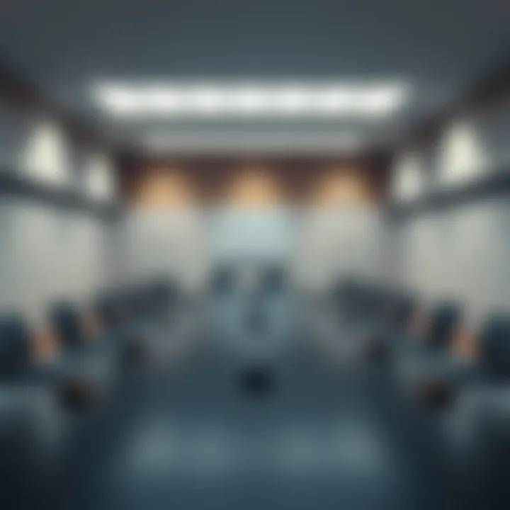 A vacant boardroom table with chairs arranged around it, symbolizing silence and uncertainty in leadership