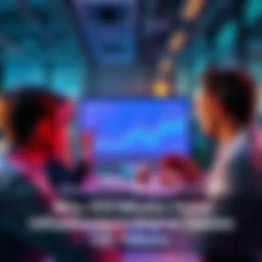 A group of ETH investors examining infrastructure growth charts and L2 token trends in a modern office setting.