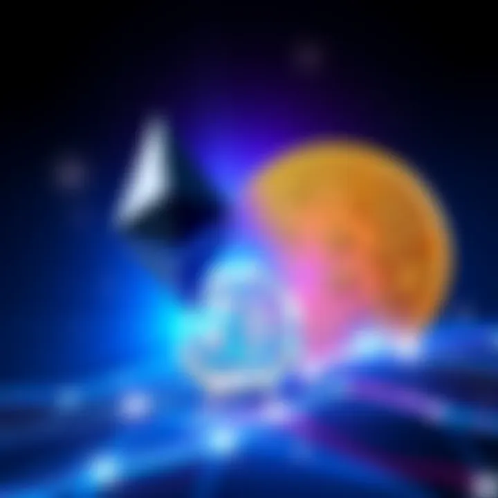 Ethereum and Bitcoin logos swap illustration An illustration showing the Ethereum logo transitioning into the Bitcoin logo, symbolizing a smooth swap between the two cryptocurrencies.