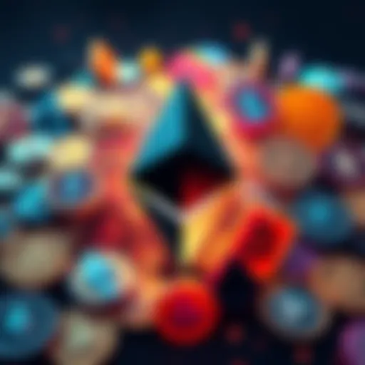 An illustration of the Ethereum logo surrounded by various altcoin symbols, representing the crypto market's competitiveness.