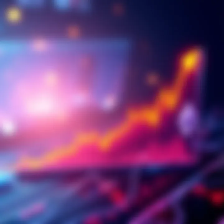 A graphic showing an upward trend on an Ethereum price chart with market indicators