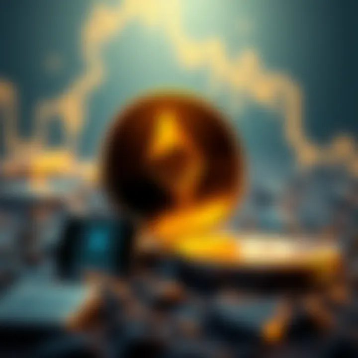 A graphic showing Ethereum logo alongside a golden coin, symbolizing its value in securing services worldwide.