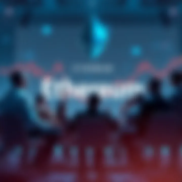 A group of people discussing Ethereum with charts and graphs in the background