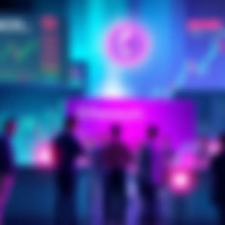 A vibrant graphic showing people engaging in discussions about Ethereum, with charts and news headlines in the background.