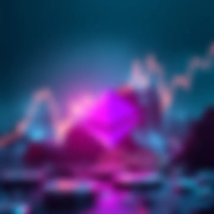 Dynamic illustration of Ethereum symbol with upward trend arrows and digital financial elements