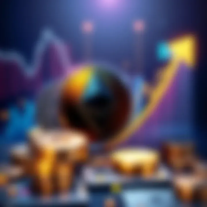 A graphical representation of Ethereum's stablecoin supply increase to $180 billion, featuring digital coins and a rising chart.