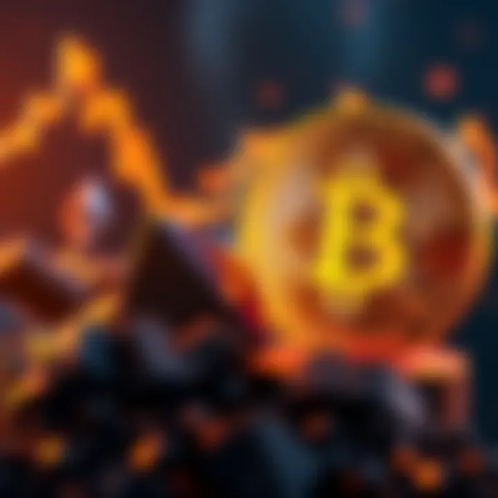 Visual comparison of Bitcoin rising while Ethereum shows a decline, representing market dynamics.