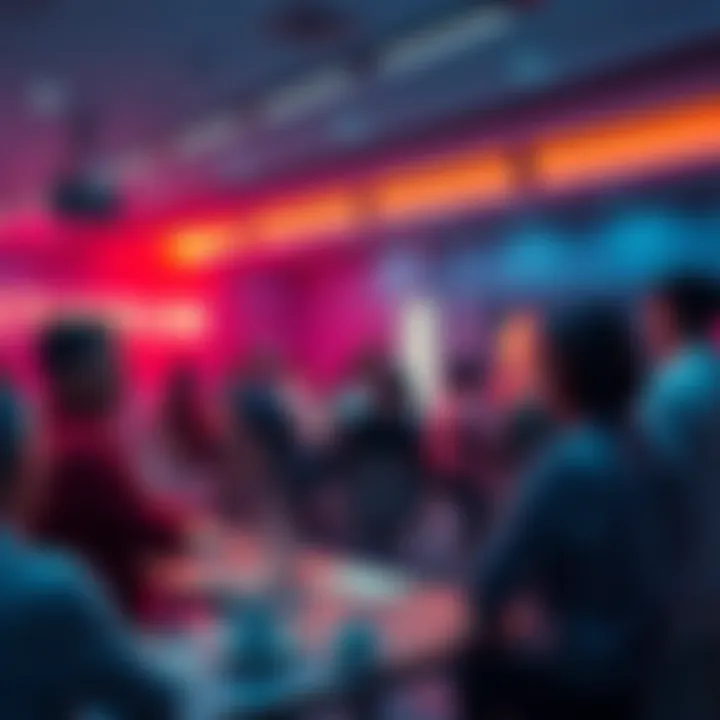 Ethereum Discussion Forum A group of people discussing Ethereum trends and news in a lively forum setting