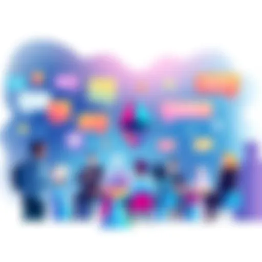 A colorful illustration representing an Ethereum discussion thread with chat bubbles and people engaging in conversation about Ethereum.