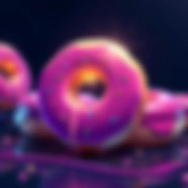 Illustration of Ethereum Donut tokens with a fixed minting schedule and community engagement symbols