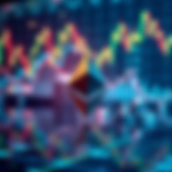 Ethereum in Finance Ethereum logo with financial graphs in the background, representing its role in investment management