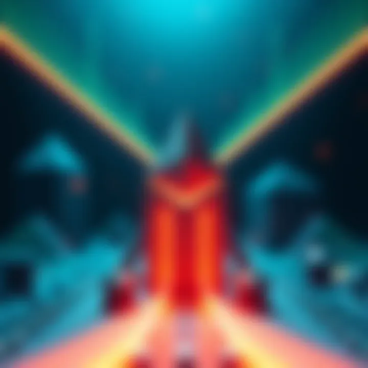 A visual representation of Ethereum with upward arrows symbolizing growth and progress.