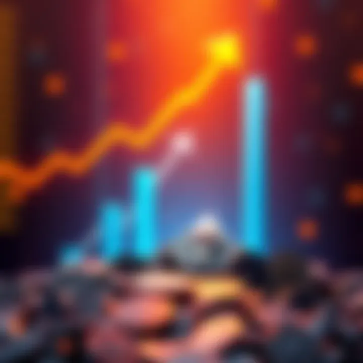 A visual representation of Ethereum's rising value with upward arrows and a graphic of the Ethereum logo, symbolizing growth in capital markets.