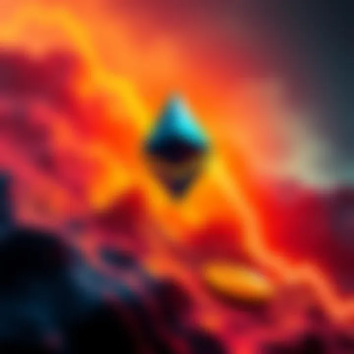 A visual representation of Ethereum whales losing their holdings as prices drop, showing a downward trend in a cryptocurrency graph.