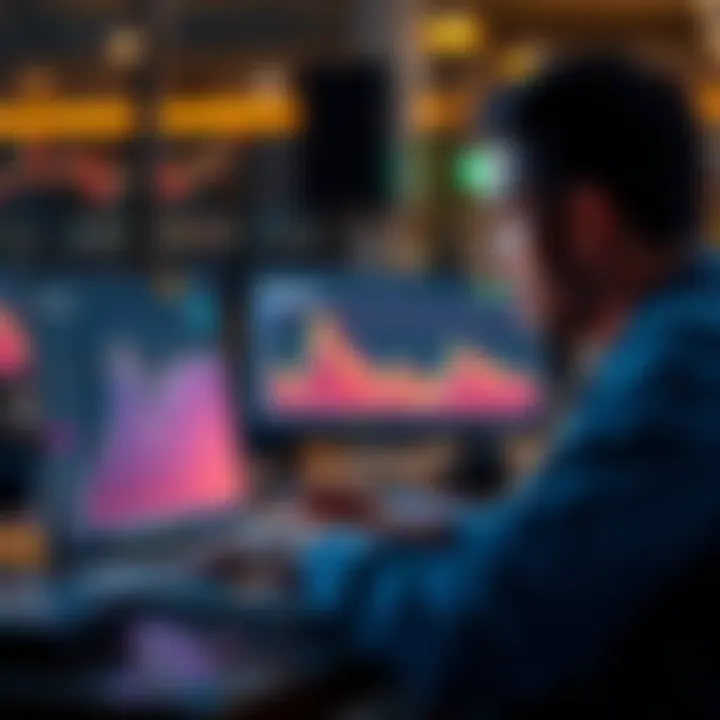 A person contemplating a laptop screen displaying Ethereum charts and trends, reflecting on a $4,000 investment decision.