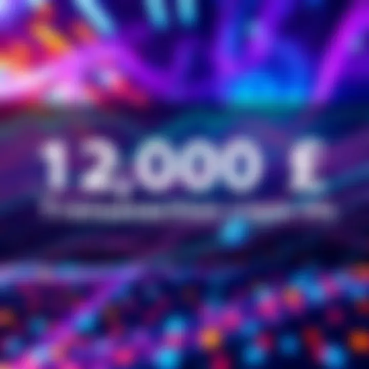 A graphic showing a representation of 19,000 transactions per second on Ethereum Layer 2 networks, highlighting a blockchain network with vibrant colors and fast-moving data streams.