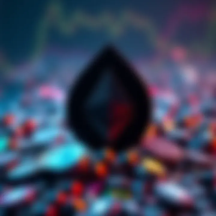 The Ethereum logo surrounded by various digital assets representing tokenization.