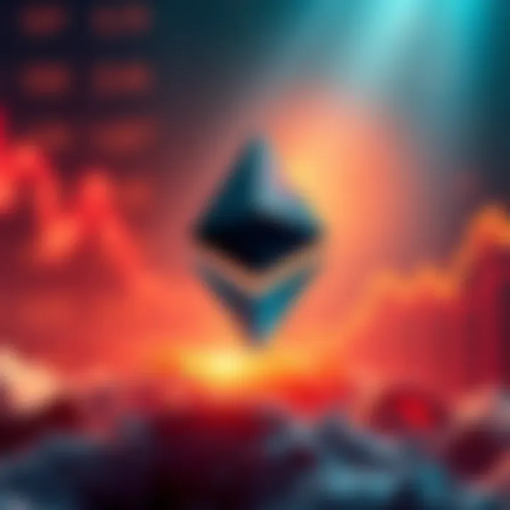 Ethereum logo emerging from a downward trend graph, symbolizing hope amid market challenges after Bitmine's loss