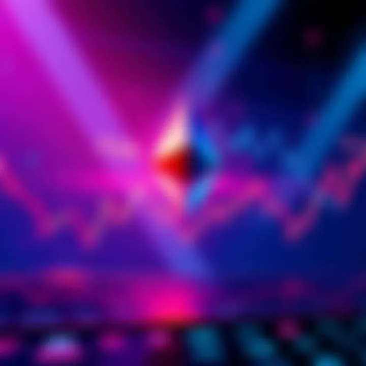 A graph showing Ethereum's price movement with upward and downward trends, representing market debate among investors.