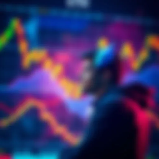 A person contemplating trading Ethereum versus holding it long-term with charts in the background