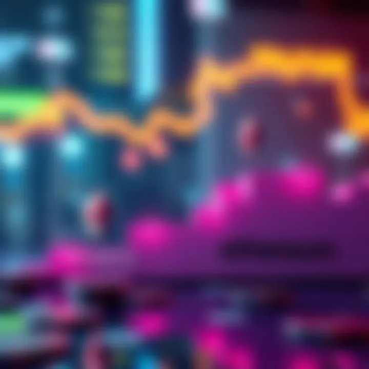 A visual representation of Ethereum transaction fees dropping, showing a graph with a downward trend and symbols of gas fees at low levels, indicating easier trading.