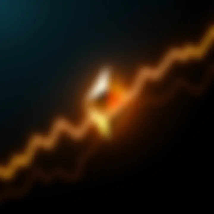 An Ethereum logo surrounded by upward and downward trend lines, symbolizing market cycles and resilience.