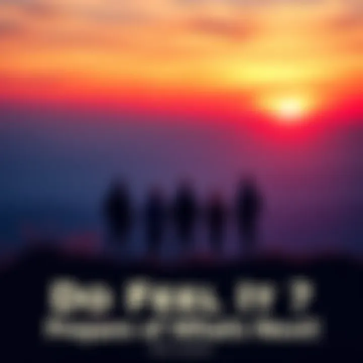 A group of people standing on a hilltop, looking towards a vibrant sunset, symbolizing anticipation for future events.