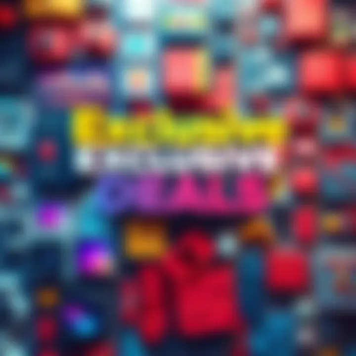 A collage of various discounted products like electronics, clothing, and home goods with a bold 'Exclusive Deals' text overlay.