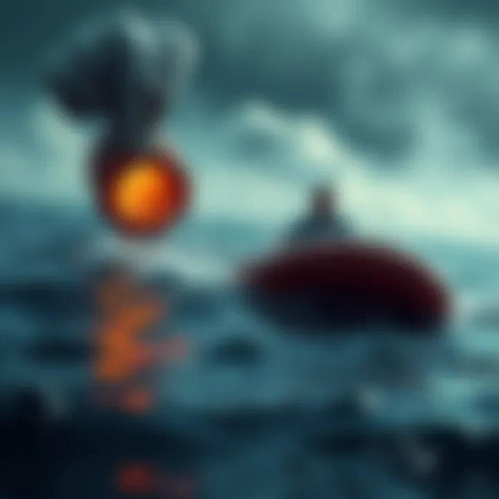 A man struggling in water as a life raft drifts away, illustrating the failed escape attempt.