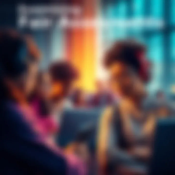 A visual representation of fair assessments in education and employment settings, showcasing diverse individuals engaged in evaluation activities.