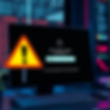 Fake Ledger Wallet App Alert A warning message about a fake Ledger wallet app with a caution sign and a computer display showing a prompt for a recovery phrase.