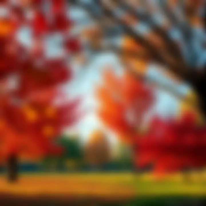 Fall Leaves in Texas Colorful fall leaves on trees in a Texas park, showcasing the arrival of autumn
