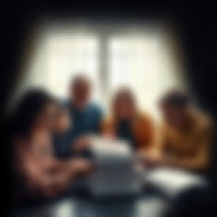 A family gathered around a table, looking concerned while reviewing documents about their son's unaccounted Bitcoin deposits at Mt Gox.