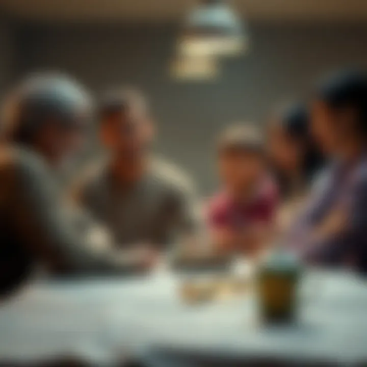 A concerned family gathered around a table discussing financial difficulties, symbolizing the personal challenges that halted the Linux Coin project.