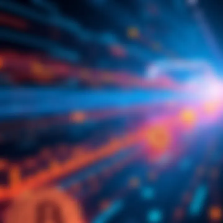 Illustration showing a digital representation of Bitcoin transactions being processed instantly with Nexa's Tailstorm technology.