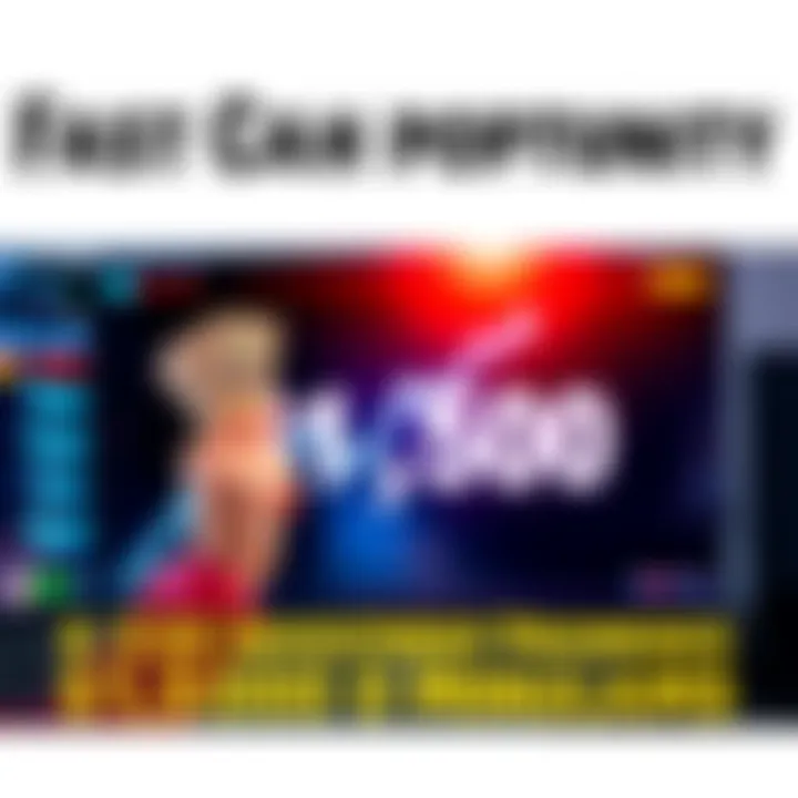 A person excitedly holding cash with a computer screen showing rising numbers